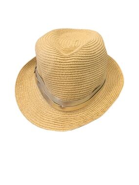 Sun N Sand Straw Braid Fedora Hat with Silver Detailing Size Small